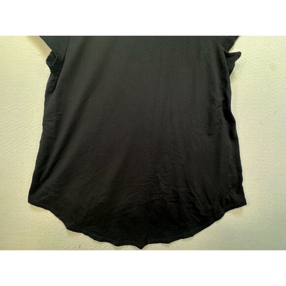 Chicos Womens Denise Lace Blouse Top Sze L Black Whit Short Sleeve High Low Boho - Picture 10 of 10